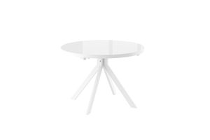 Стол круглый RONDO-110 110+35*110 белый/стекло белый оптивайт, вкладка стекло