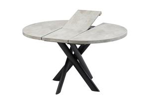 Стол круглый RONALDO-100 100+35*100 черный/ламинат серый сланец - фото 2