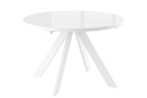 Стол круглый RONDO M-120 120+40*120 белый/стекло белый отпивайт, вкладка стекло - фото 2
