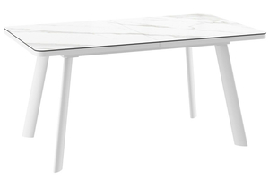 Стол прямоугольный LEON LUX RADIAL-160  160+40*90 белый/Calakatta St Cer