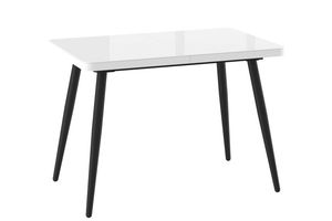 Стол прямоугольный BORG RADIAL-110  110+32*70 черный/стекло белое, вкладка стекло