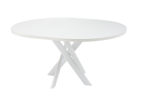 Стол круглый RONALDO-120  120+40*120 белый/стекло белый МАТТЕЛЮКС, вкладка стекло - фото 2