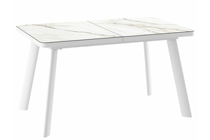 Стол прямоугольный LEON LUX RADIAL-140  140+40*85 белый/Calakatta Gold St Cer