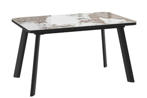 Стол прямоугольный LEON LUX RADIAL-140  140+40*85 черный/Pandora Gloss St Cer