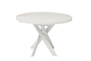 Стол круглый RONALDO-120  120+40*120 белый/Beldia Bianco Gloss Premium Cer