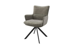 Стул поворотный TRUMP-R черный/шенилл GREY BEIGE LUX g05 - замша MILK LUX