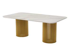 Стол прямоугольный ASKAR-200 200х110 золото/Beldia Bianco Gloss Premium Cer - фото 3