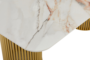 Стол прямоугольный ASKAR-200 200х110 золото/Beldia Bianco Gloss Premium Cer - фото 4
