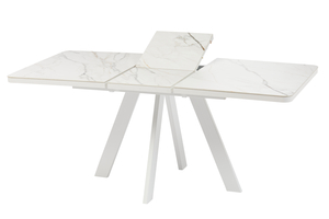 Стол прямоугольный закругленный БОБИ-140  140+40*85 белый/Калаката Золото СТ кер - фото 2