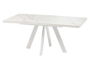 Стол прямоугольный закругленный БОБИ-140  140+40*85 белый/Калаката Золото СТ кер - фото 3