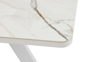 Стол прямоугольный закругленный БОБИ-140  140+40*85 белый/Калаката Золото СТ кер - фото 5