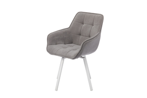 Стул поворотный ROMEO белый/велюр GREY LUX b22 серый - фото 2