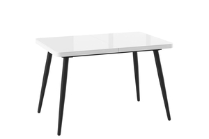 Стол прямоугольный BORG RADIAL-120  120+40*80 черный/стекло белое оптивайт, вкладка стекло