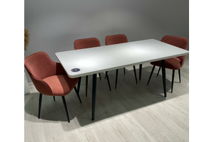 Стол прямоугольный BORG RADIAL-140  140+40*85 черный/стекло белое оптивайт, вкладка стекло - фото 3