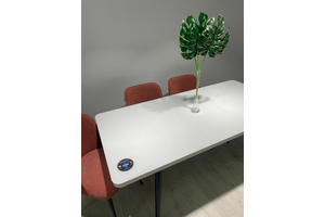 Стол прямоугольный BORG RADIAL-140  140+40*85 черный/стекло белое оптивайт, вкладка стекло - фото 2