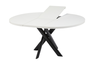 Стол круглый РОНАЛДО-120  120+40*120 черный/стекло белый МАТТЕЛЮКС, вкладка стекло - фото 2