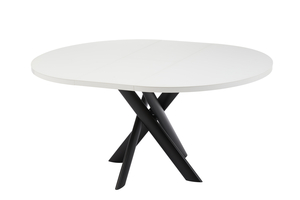 Стол круглый РОНАЛДО-120  120+40*120 черный/стекло белый МАТТЕЛЮКС, вкладка стекло - фото 3