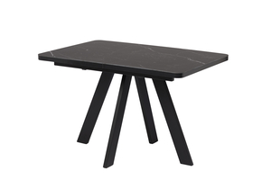 Стол прямоугольный закругленный БОБИ-120  120+40*80 черный/Камень Черный СТ Кер