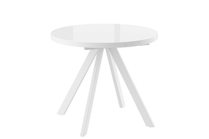 Стол круглый РОНДО М-90  90+35*90 белый/стекло белый оптивайт, вкладка стекло