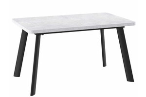 Стол прямоугольный закругленный ЛЕОН-140  140+40*85 черный/ламинат серый сланец