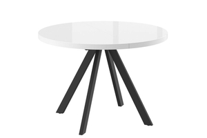 Стол круглый РОНДО М-110 110+35*110 черный/стекло белый оптивайт, вкладка стекло
