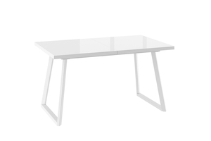 Стол прямоугольный ЛОФТ-140 140+40*85 белый/стекло белое оптивайт, вкладка стекло