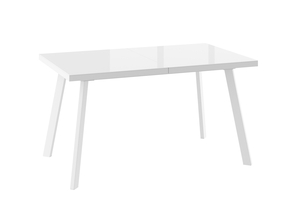Стол прямоугольный БОРГ-140 140+40*85 белый/стекло белое оптивайт, вкладка стекло