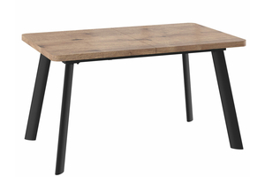 Стол прямоугольный закругленный ЛЕОН-140  140+40*85 черный/ламинат дуб веллингтон