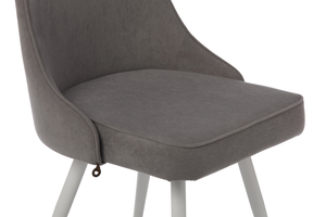 Стул поворотный ЛЕО-360 белый/велюр Б22 серый - фото 5