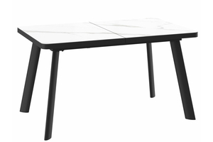 Стол прямоугольный закругленный ЛЕОН-140  140+40*85 черный/Калаката СТ Кер