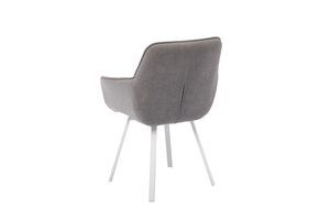 Стул поворотный РОМЕО-360 белый/велюр Б22 серый - фото 4