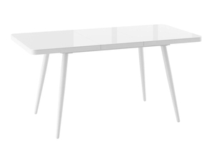Стол прямоугольный закругленный БОРГ-120  120+40*80 белый/стекло белое оптивайт, вкладка стекло - фото 2