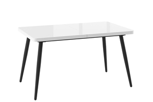 Стол прямоугольный закругленный БОРГ-140  140+40*85 черный/стекло белое оптивайт, вкладка стекло