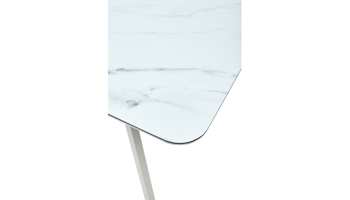 Стол прямоугольный ARUBA 140+40*80 белый/стекло глазурованное белый мрамор - фото 2