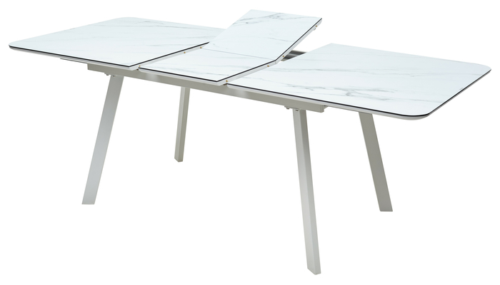 Стол прямоугольный ARUBA 140+40*80 белый/стекло глазурованное белый мрамор - фото 5