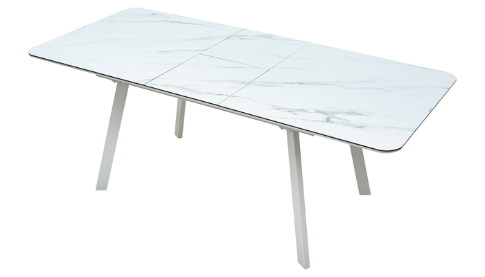 Стол прямоугольный ARUBA 140+40*80 белый/стекло глазурованное белый мрамор - фото 7