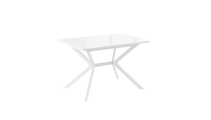 Стол прямоугольный CRYSTAL-120 120+40*80 белый/стекло белое оптивайт, вкладка стекло