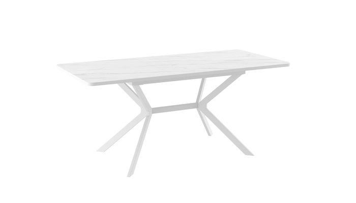 Стол прямоугольный CRYSTAL-140 140+40*85 белый/ламинат мрамор светлый HPL plastic 0,8мм - фото 2