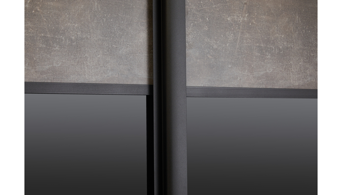 Шкаф-купе 210*58*240 3дв. ясень темный/стекло черное/ателье темный (комбинир.) профиль черный муар - фото 8
