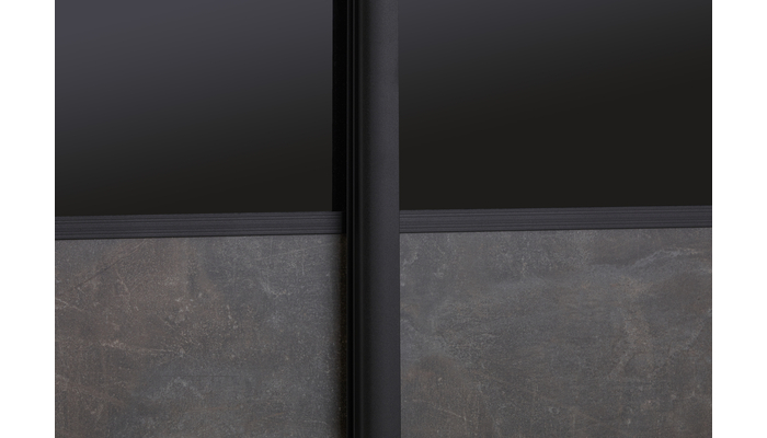Шкаф-купе 160*58*240 2дв. ясень темный/стекло черное/ателье темный (комбинир.) профиль черный муар - фото 5