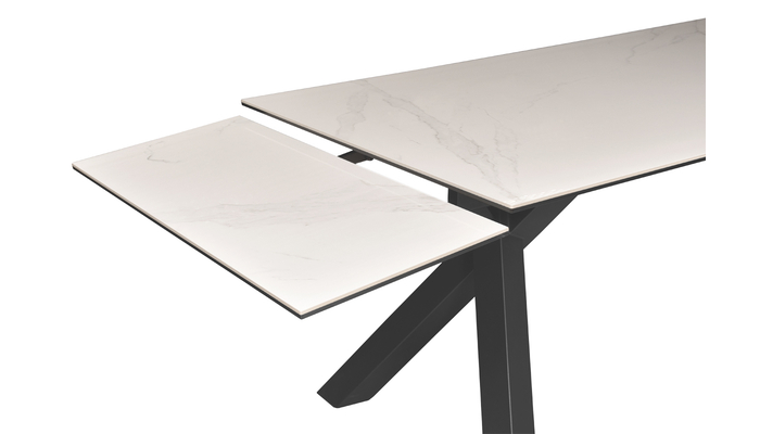 Стол прямоугольный DIEGO-160MR 160+40+40*90 черный/керамика глянцевая мрамор Carrara итальянская - фото 3
