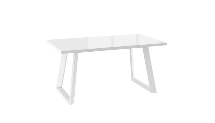Стол прямоугольный LOFT LUX-160 160+45*90 белый/стекло белое оптивайт, вкладка стекло