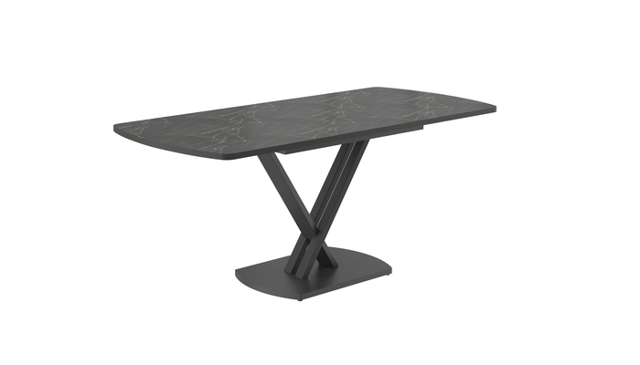Стол прямоугольный VIKTOR-140 140+40*85 черный/ламинат мрамор темный HPL plastic 0,8мм - фото 2