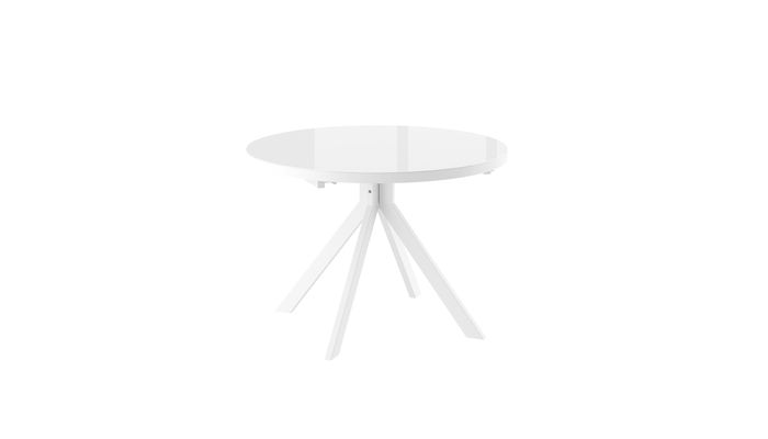 Стол круглый RONDO-110 110+35*110 белый/стекло белый оптивайт, вкладка стекло