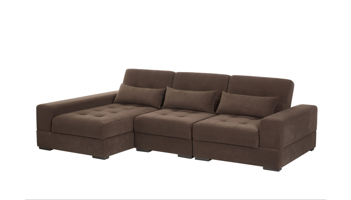 Диван модульный с оттоманкой правый САЛЬВАДОР тк.Lamb vision/Реалвуд графит/2кат.