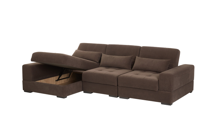 Диван модульный с оттоманкой правый САЛЬВАДОР тк.Lamb vision/Реалвуд графит/2кат. - фото 2