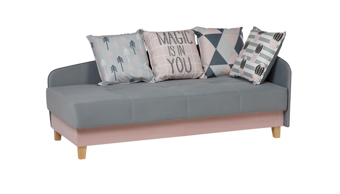 Тахта левая САНГ Св. дер. тк.Newtone grey/Triniti flamingo+ПШ*4шт Magic/1кат.