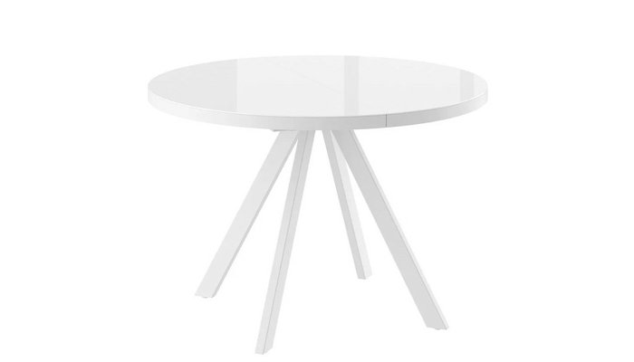 Стол круглый RONDO M-110 110+35*110 белый/стекло белый оптивайт, вкладка стекло