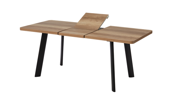 Стол прямоугольный LEON LUX RADIAL-140  140+40*85 черный/ламинат дуб каньон - фото 3