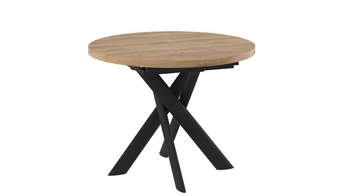 Стол круглый RONALDO-100 100+35*100 черный/ламинат дуб веллингтон